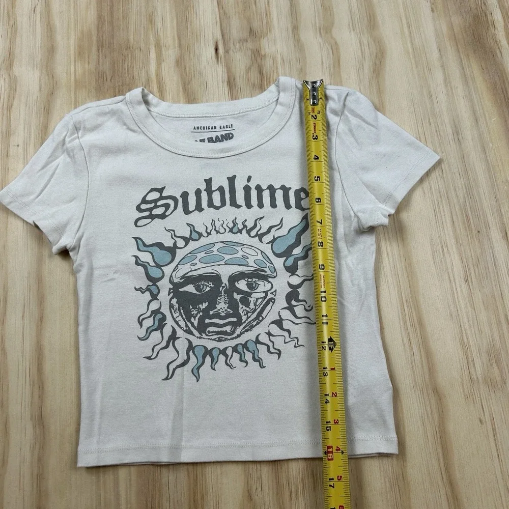 American Eagle Sublime Sun Graphic M Cropped T Shirt 90s Grunge Indie Sleaze - Picture 5 of 8